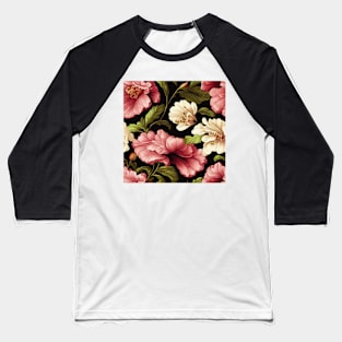 Vintage Floral Romantic Pink and Ivory Flower Design Baseball T-Shirt